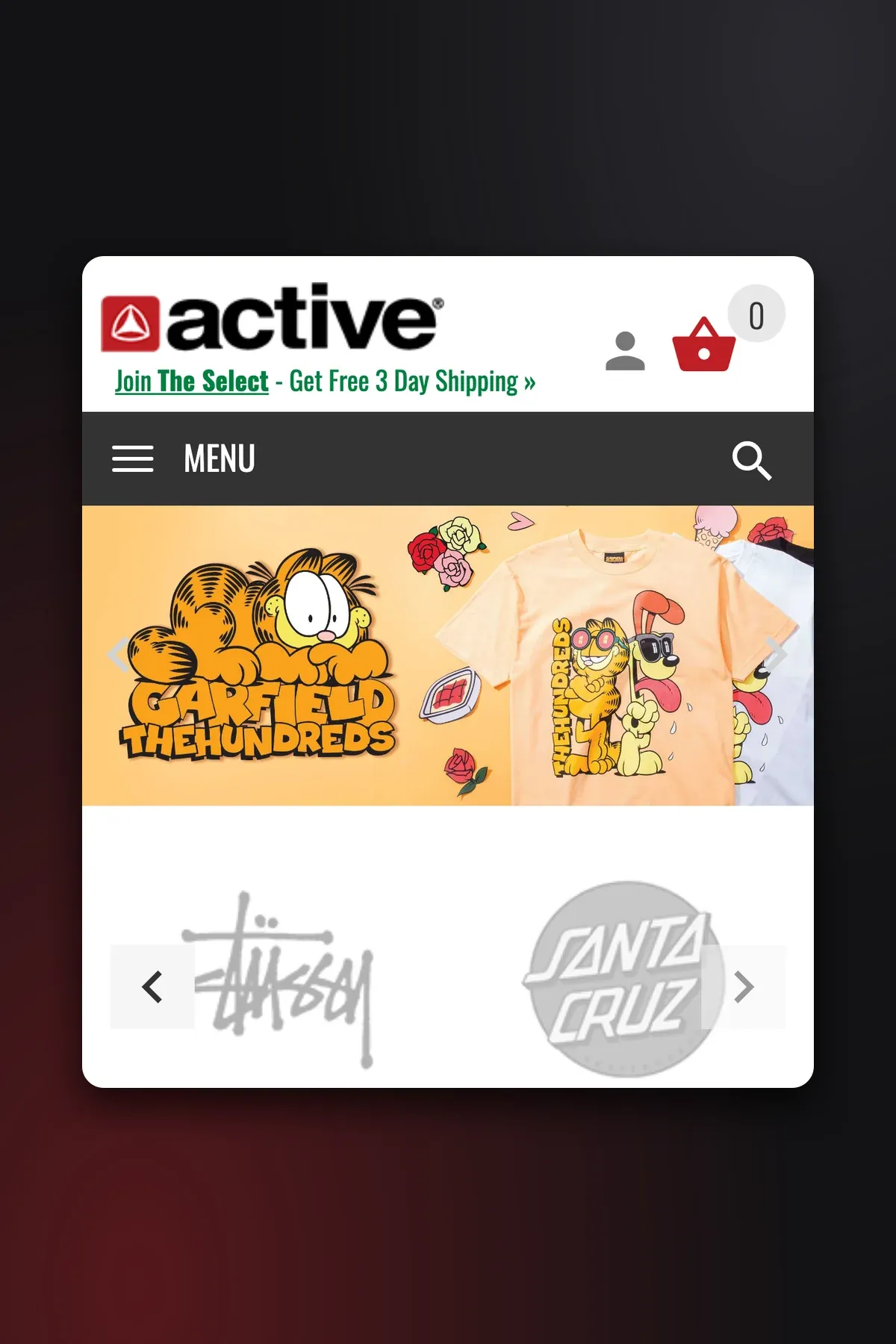 Active Ride Shop homepage on mobile after the move to Shopify, with a promo banner and a brand logo carousel