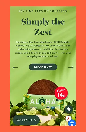 ALOHA Key Lime Protein Bar promotional banner