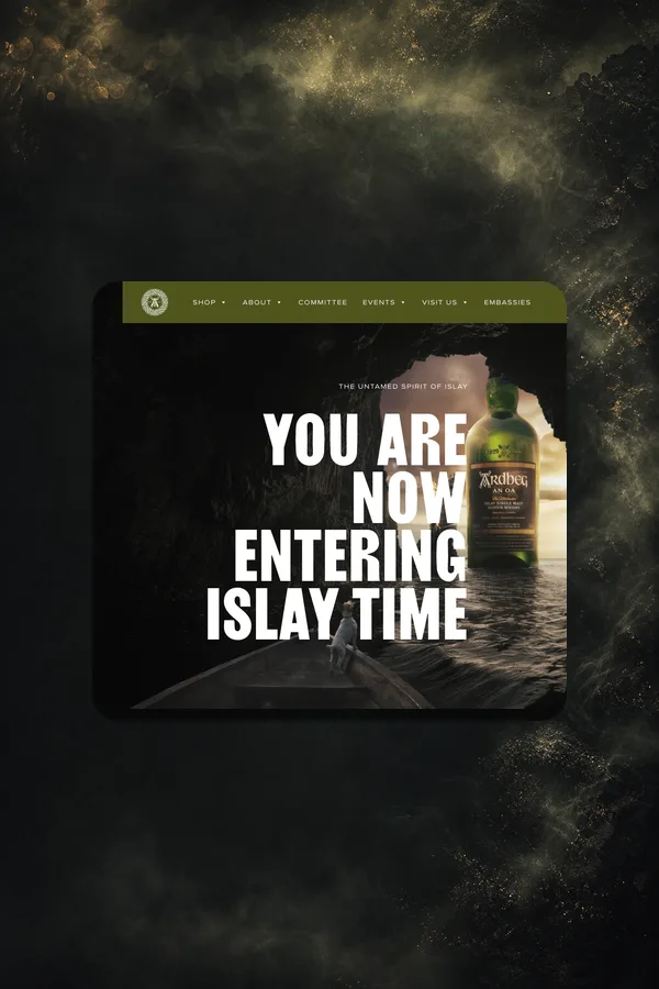 Ardbeg homepage hero: 'You Are Now Entering Islay Time'