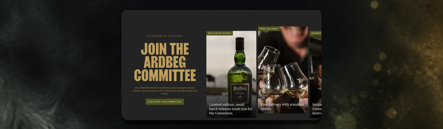 Join The Ardbeg Committee membership section on the storefront