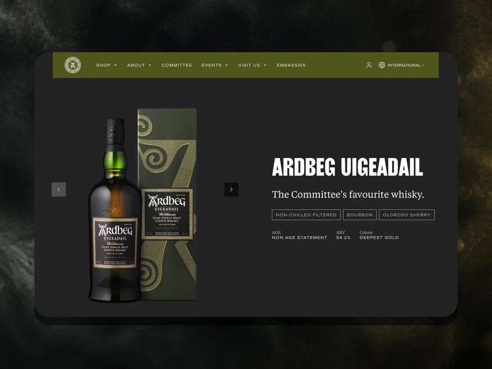 Ardbeg Uigeadail product detail page on desktop