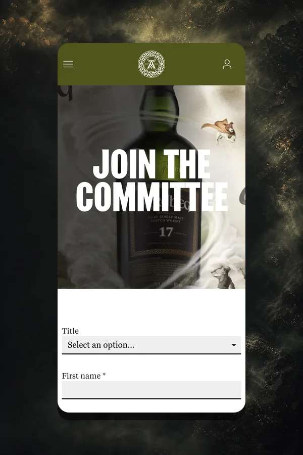 Join The Committee sign-up page on mobile