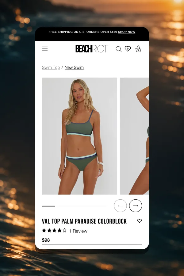 Beach Riot Val Top product page on mobile