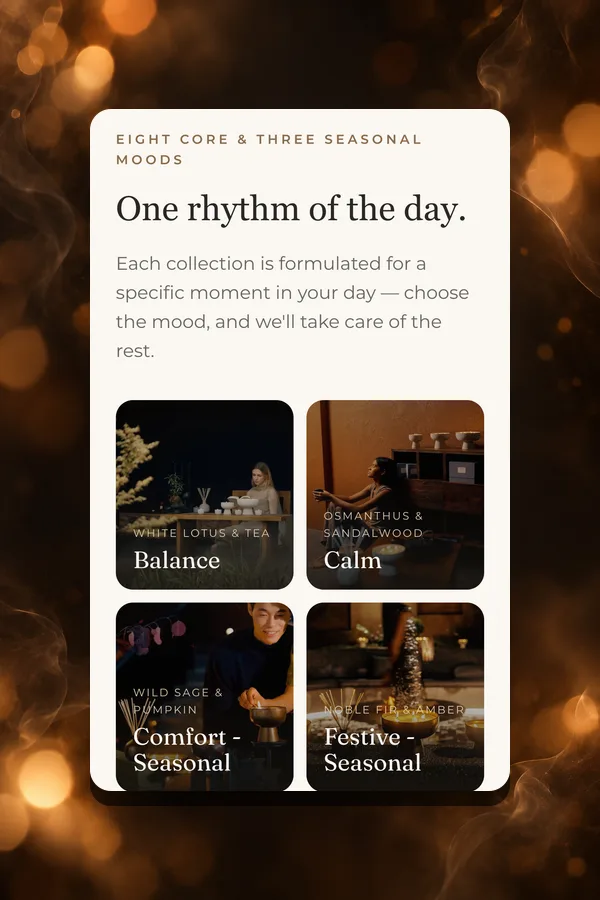 Blueme homepage fragrance grid on mobile