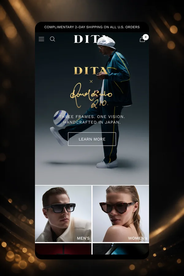 DITA homepage on mobile