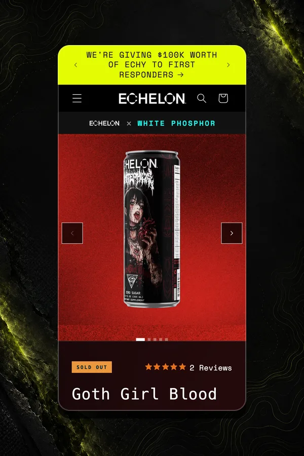 Sold-out Goth Girl Blood limited-edition drop page on mobile