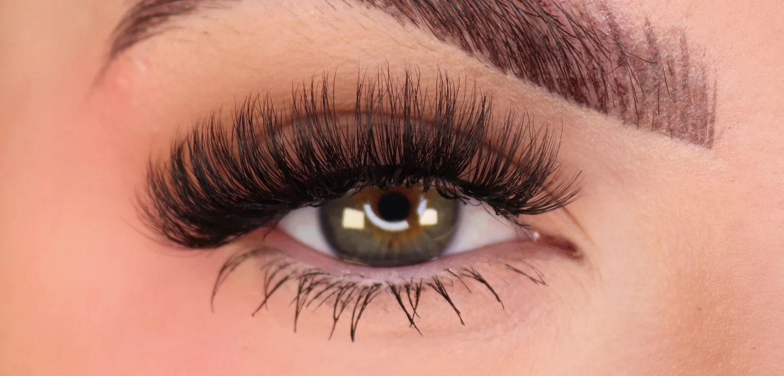 Close-up of an eye wearing full, dark False Eyelashes lashes