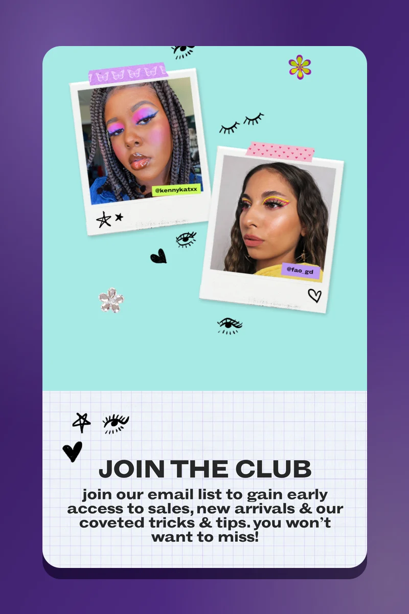 The Join the Club section of the False Eyelashes mobile homepage, with customer photos and the email signup text