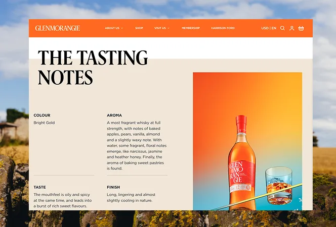 Glenmorangie tasting notes editorial layout