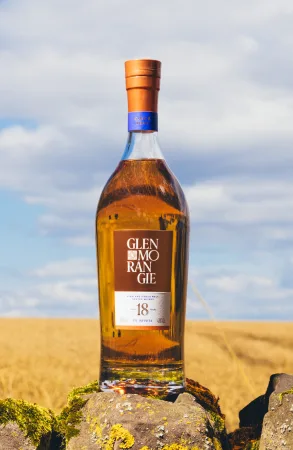 Glenmorangie 18 year bottle in field