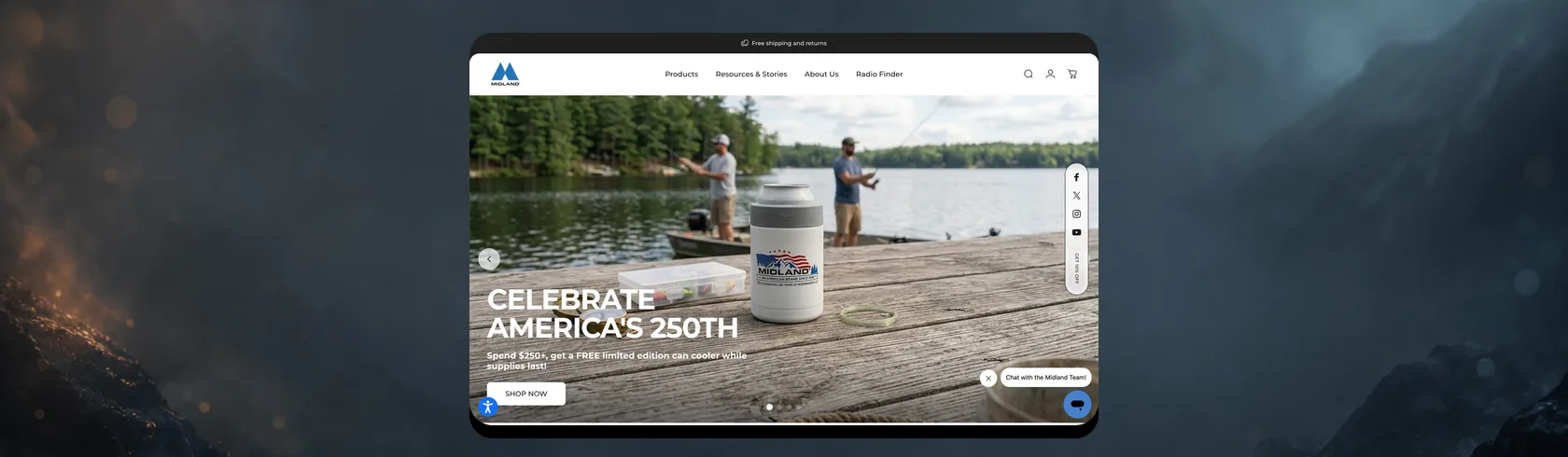 Midland Radio homepage on desktop