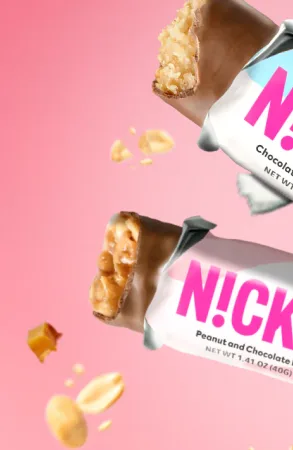 N!CK'S Peanut and Chocolate snack bars editorial shot