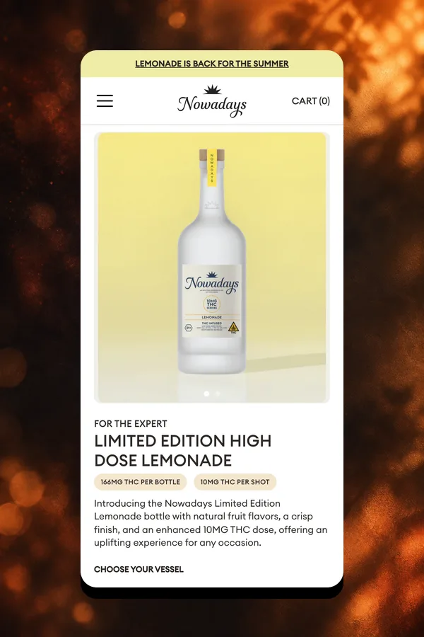 Nowadays product page on mobile