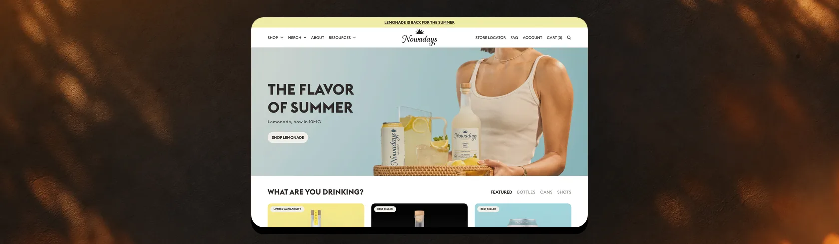 Nowadays homepage on desktop