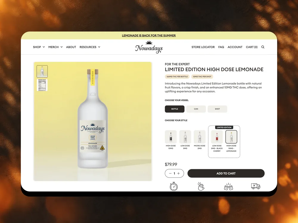 Nowadays product detail page on desktop
