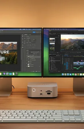 Satechi dual monitor docking station setup