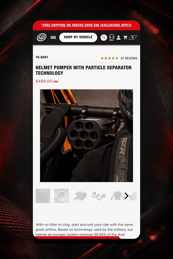 S&B Filters product page on mobile