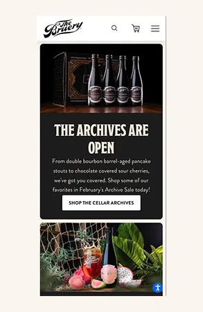 The Bruery mobile site featuring The Archives Are Open