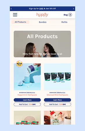 Huppy mobile experience