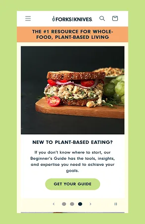 Forks Over Knives homepage redesign